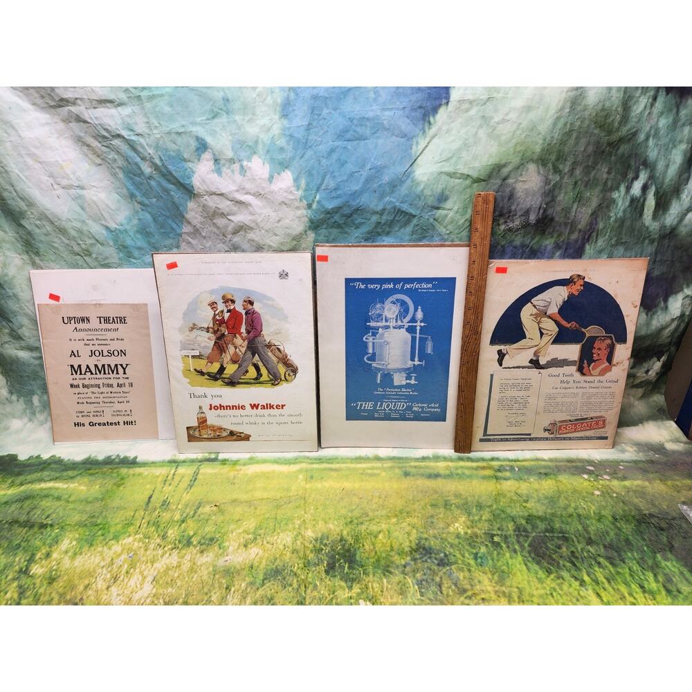 Vtg Advertisement Lot of 4- 1900s Mammy, Johnnie Walker, Colgate Dental Cream,
